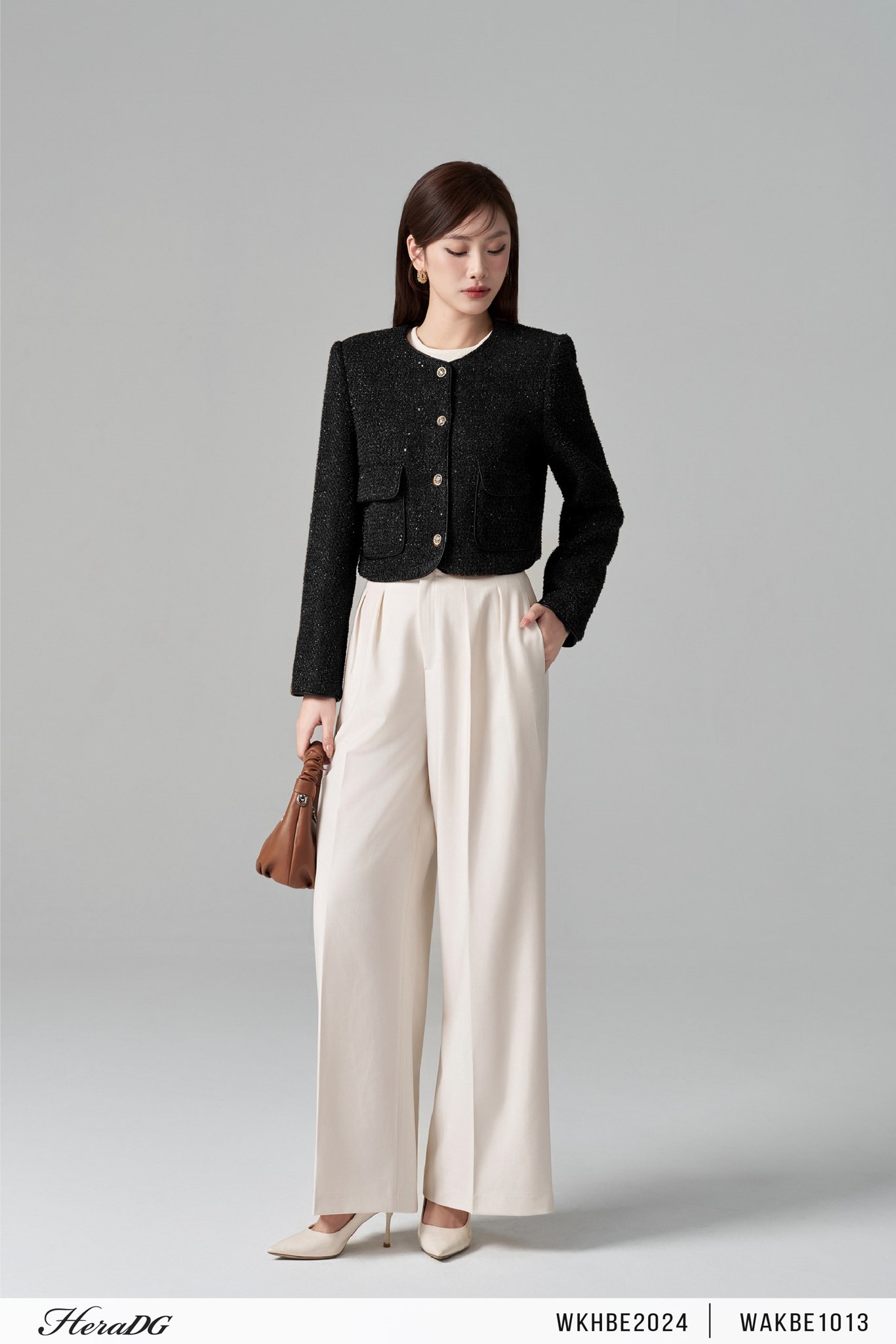 Ảnh của Áo khoác dạ tweed viền da